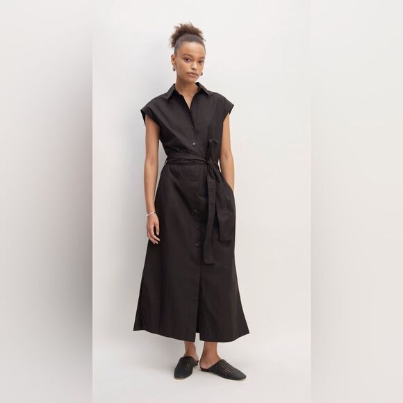 Everlane Dresses & Skirts - New Everlane The Supima® Cotton Short-Sleeve Shirt Dress in Black Size 12